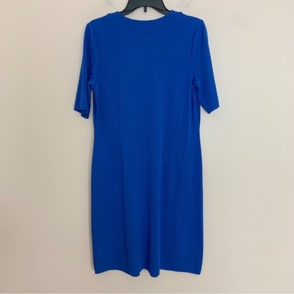NWT New Ming Wang Royal Blue Grommet Detail Short Sleeve Knit Dress Size Small - Picture 2 of 4